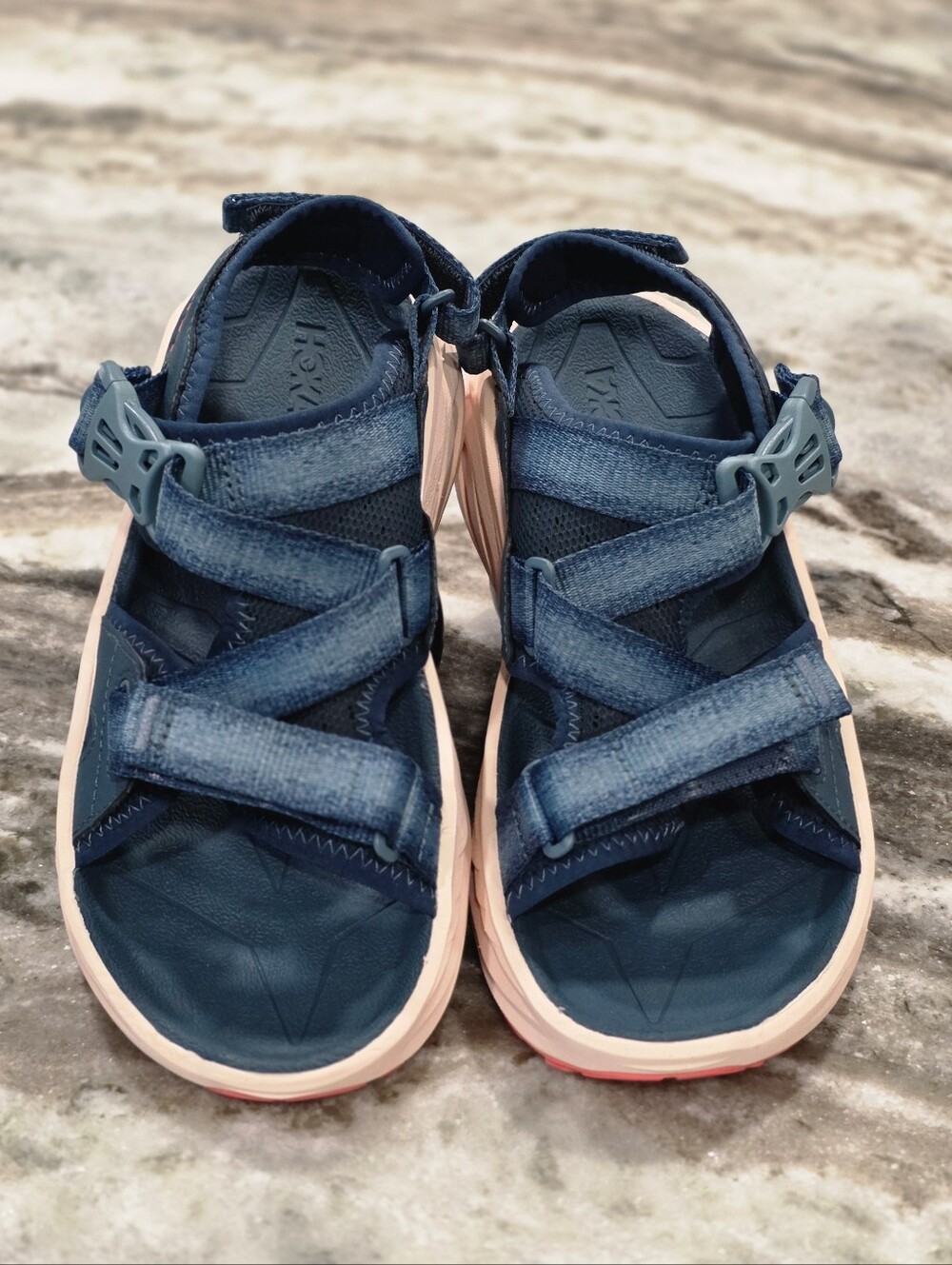 HOKA Infini Hike TC Vibram Hiking Sandals Womens 6.5 Blue Grapefruit Fit Like 7 - Picture 7 of 16